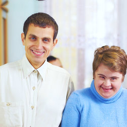 couple of mentally disabled person smiling